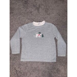 Bonnie Evan's Women's Light Gray Polar Bear Christmas Sweater (PXL)